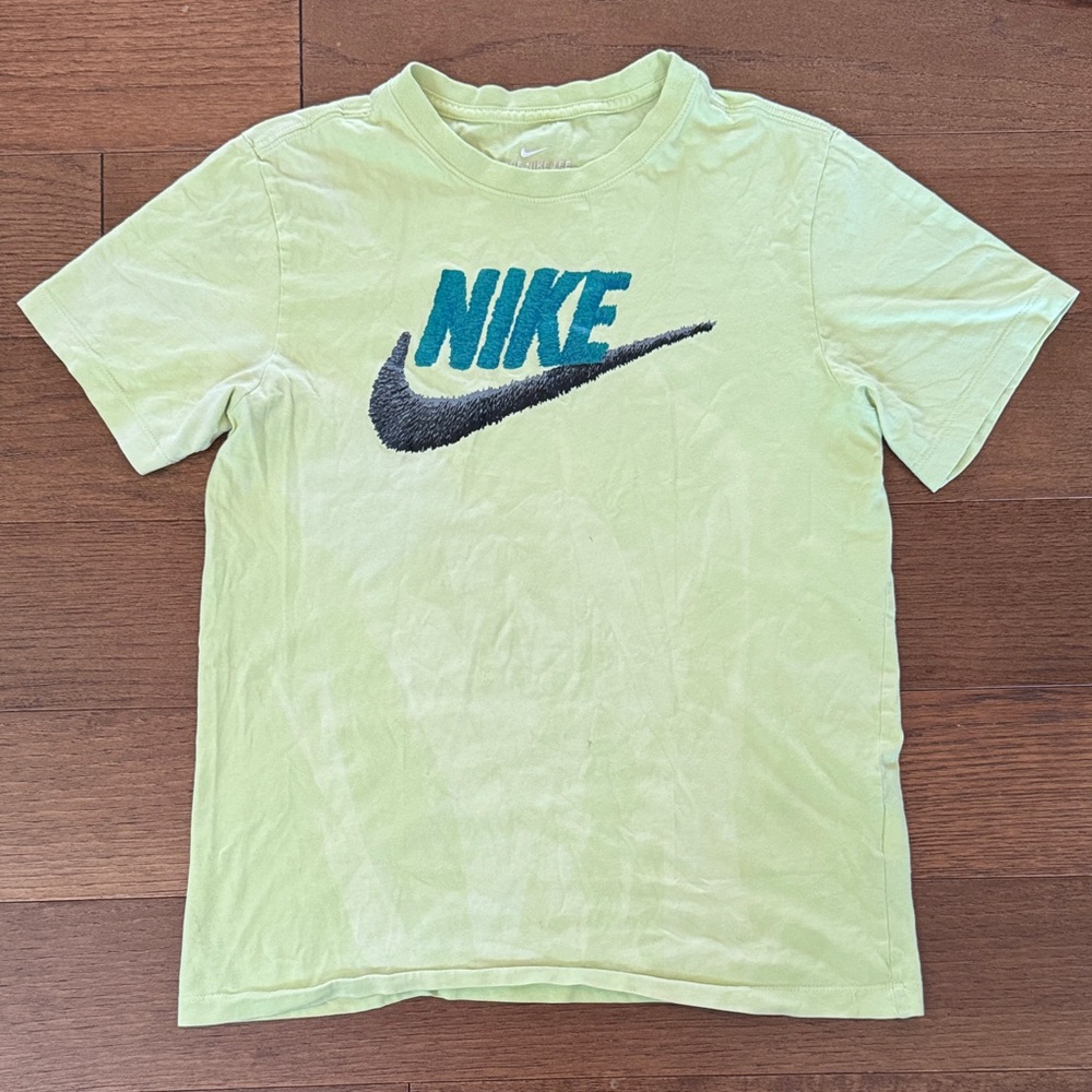 Nike Light Green Tee with Blue Logo and Black Swoosh